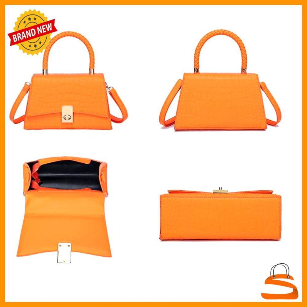 Small Crossbody Bag Mini Satchel PU Leather Classic Style Top Handle - Picture 4 of 4